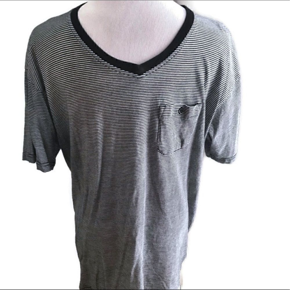 D-Lux Denim Brand Black and White Striped T-Shirt